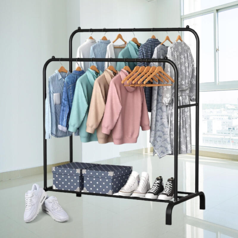 WIESZAK STOJĄCY METALOWY CZARNY NA UBRANIA DUŻY