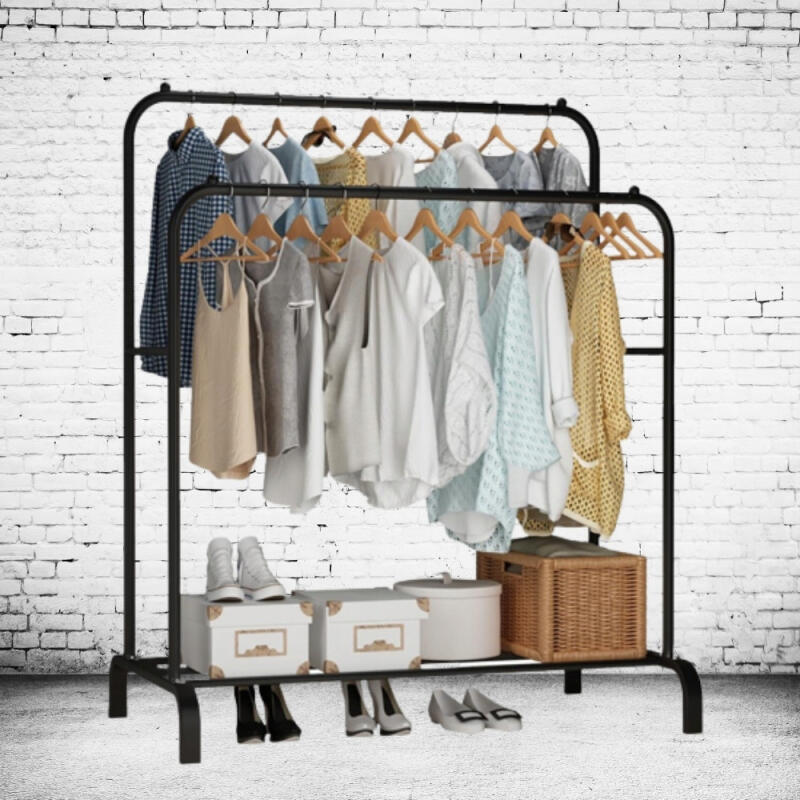 WIESZAK STOJĄCY METALOWY CZARNY NA UBRANIA DUŻY