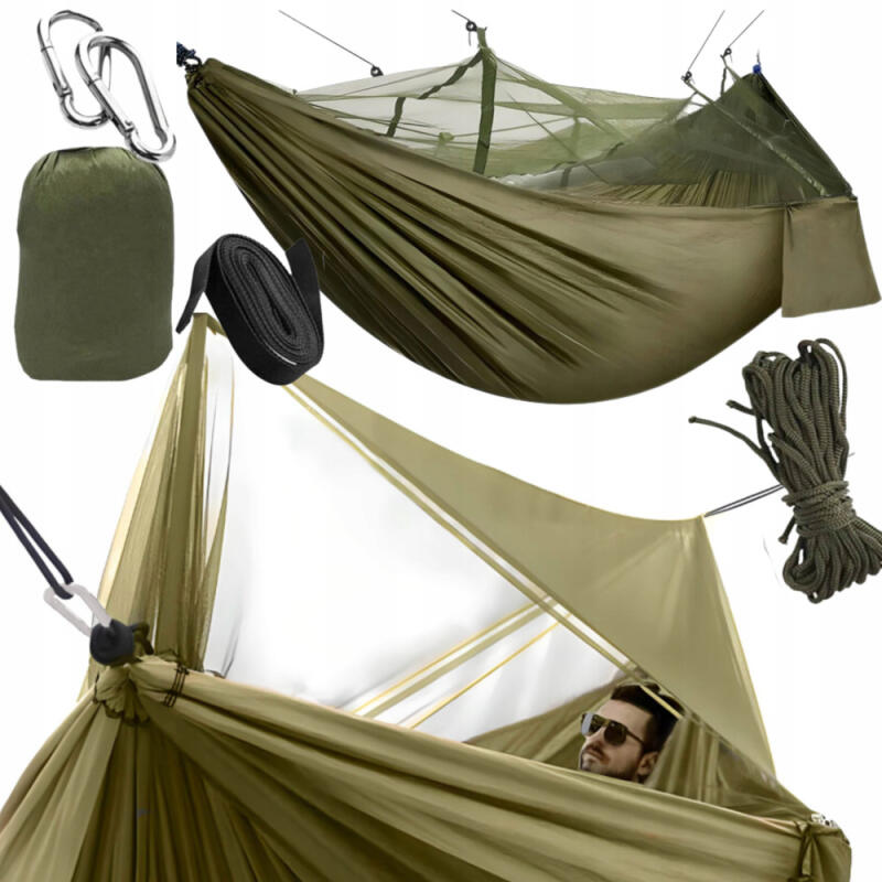 HAMAK DWUOSOBOWY TURYSTYCZNY Z MOSKITIERĄ SIATKĄ