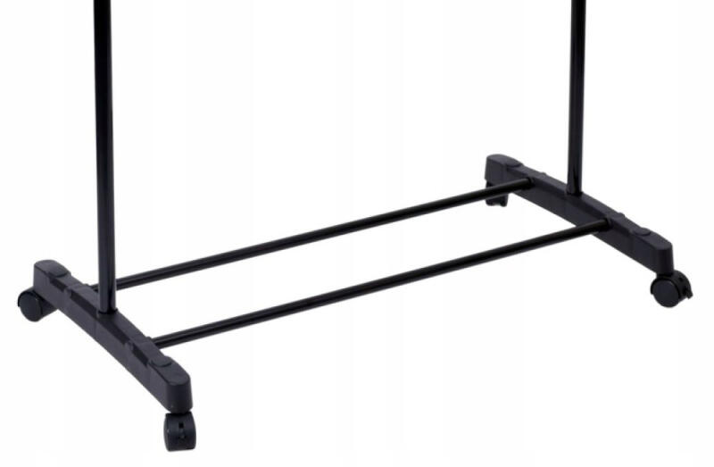 WIESZAK STOJĄCY NA KÓŁKACH UBRANIA METALOWY CZARNY