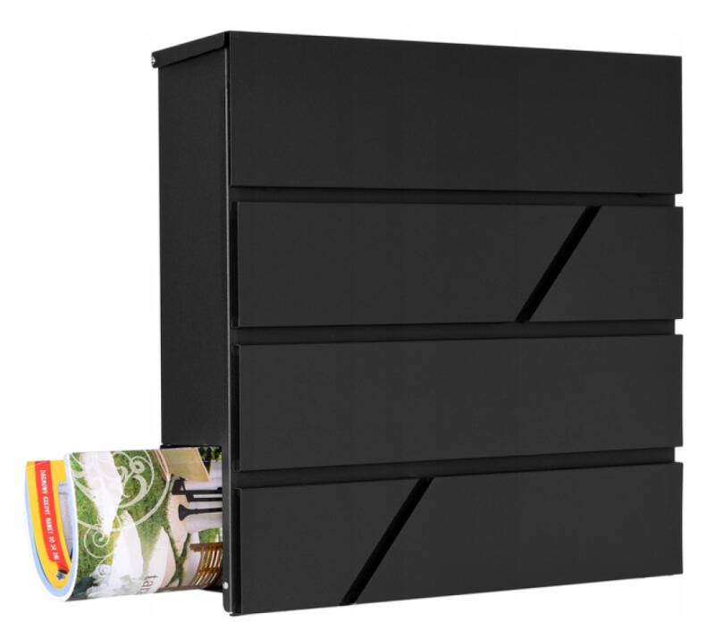 SKRZYNKA NA LISTY GAZETY POCZTOWA CZARNA DUŻA STAL