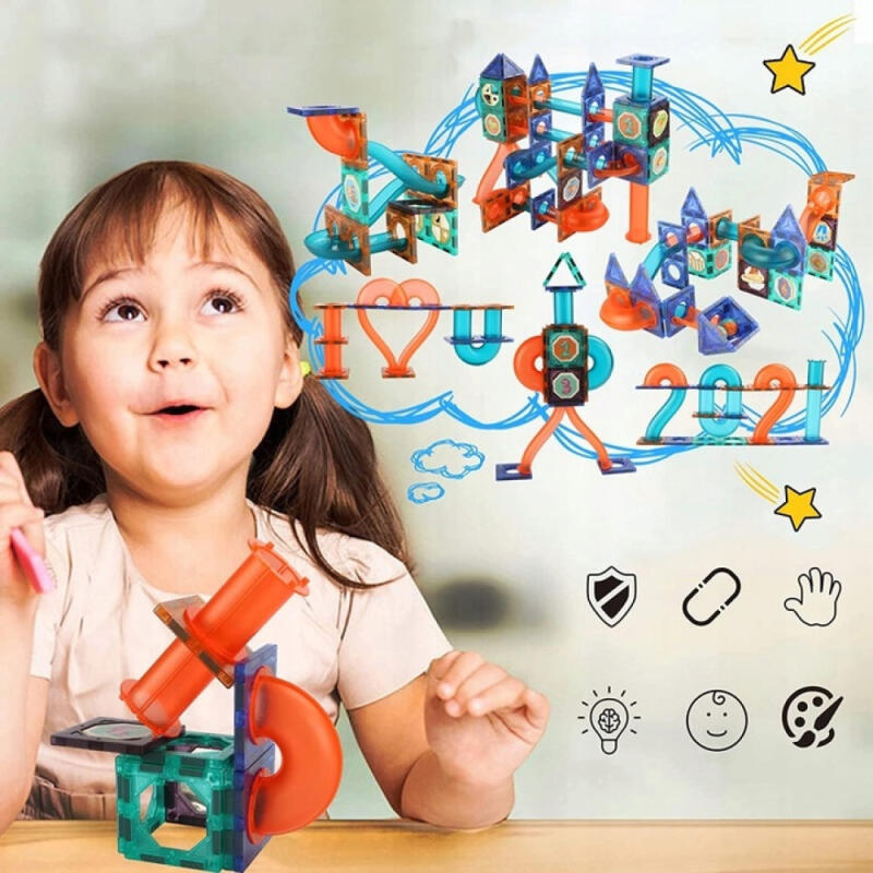 KLOCKI MAGNETYCZNE ŚWIECĄCE KONSTRUKCYJNE TOR 110el DUŻE KREATYWNA ZABAWA