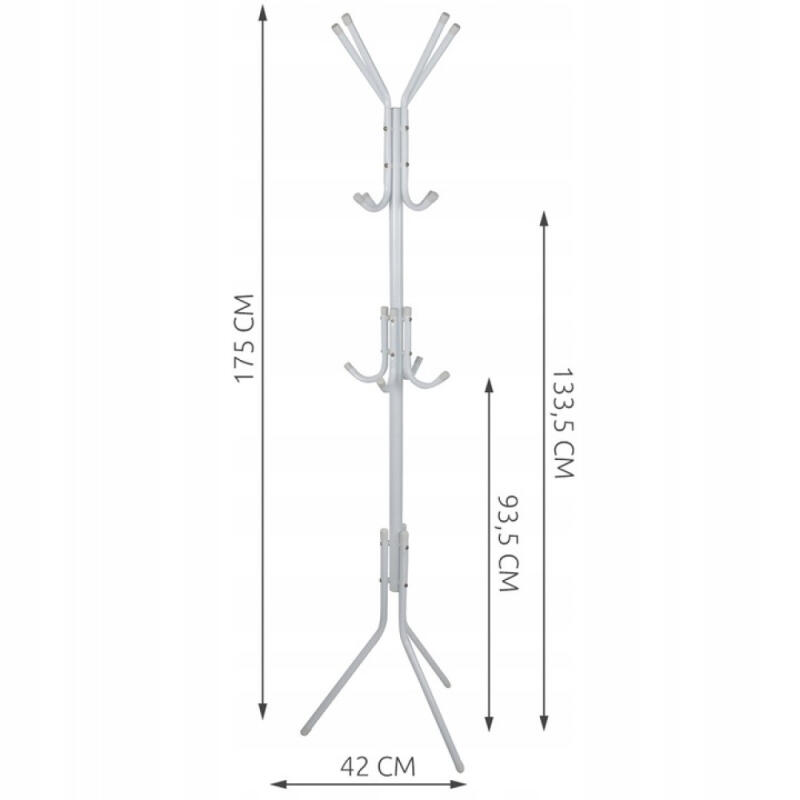 Wieszak Stojący Na Ubrania Kurtki Metalowy Biały Stojak Podłogowy Loft