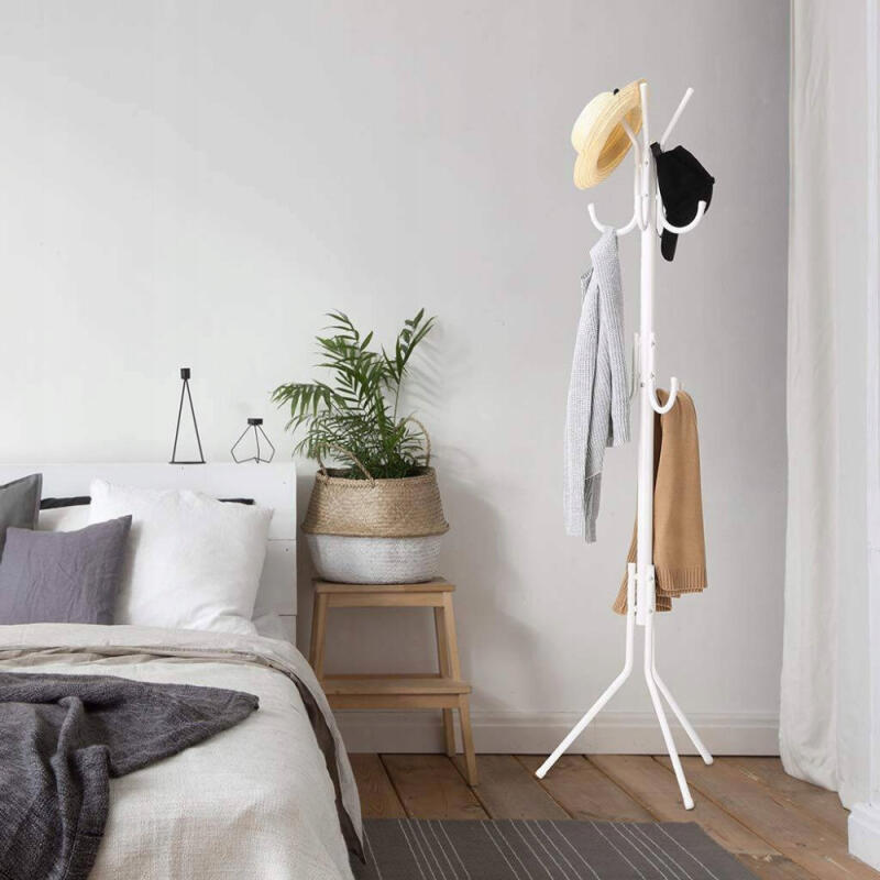 Wieszak Stojący Na Ubrania Kurtki Metalowy Biały Stojak Podłogowy Loft