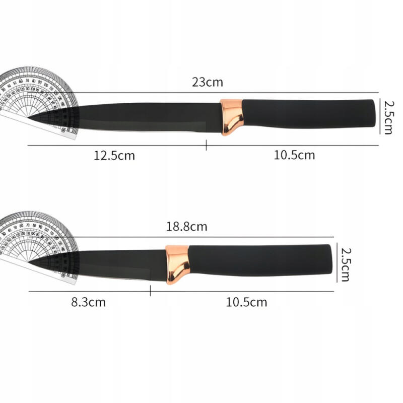 NOŻE KUCHENNE ZESTAW W BLOKU 5 szt + STOJAK OSTRE KOMPLET OSTRE CZARNE