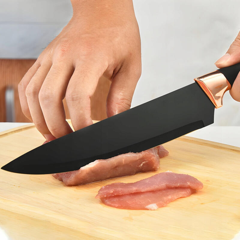 NOŻE KUCHENNE ZESTAW W BLOKU 5 szt + STOJAK OSTRE KOMPLET OSTRE CZARNE