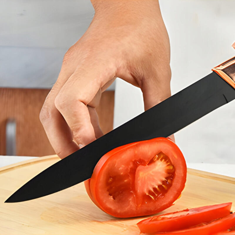 NOŻE KUCHENNE ZESTAW W BLOKU 5 szt + STOJAK OSTRE KOMPLET OSTRE CZARNE