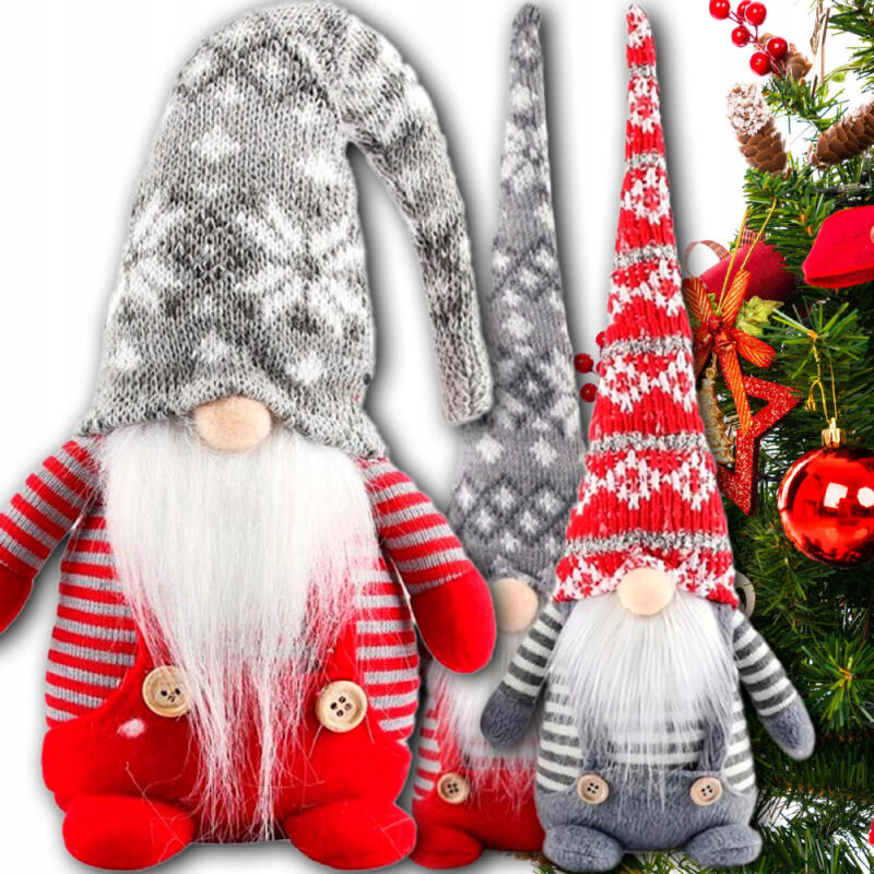 SKRZATY ŚWIĄTECZNE KRASNALE PARA OZDOBA ŚWIĄTECZNA GNOM DUŻY PREZENT 2szt.