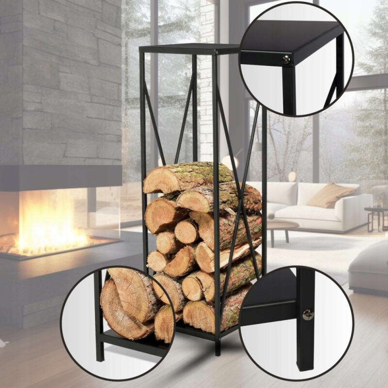 STOJAK NA DREWNO KOMINKOWE OPAŁOWE METALOWY LOFT WYSOKI DO KOMINKA KOSZ