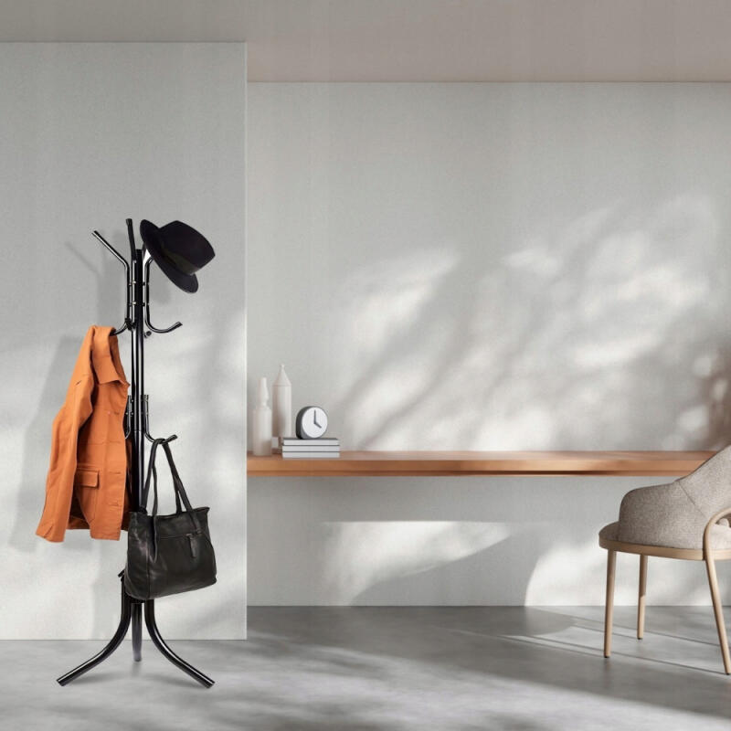 WIESZAK STOJĄCY NA UBRANIA KURTKI METALOWY CZARNY STOJAK PODŁOGOWY LOFT