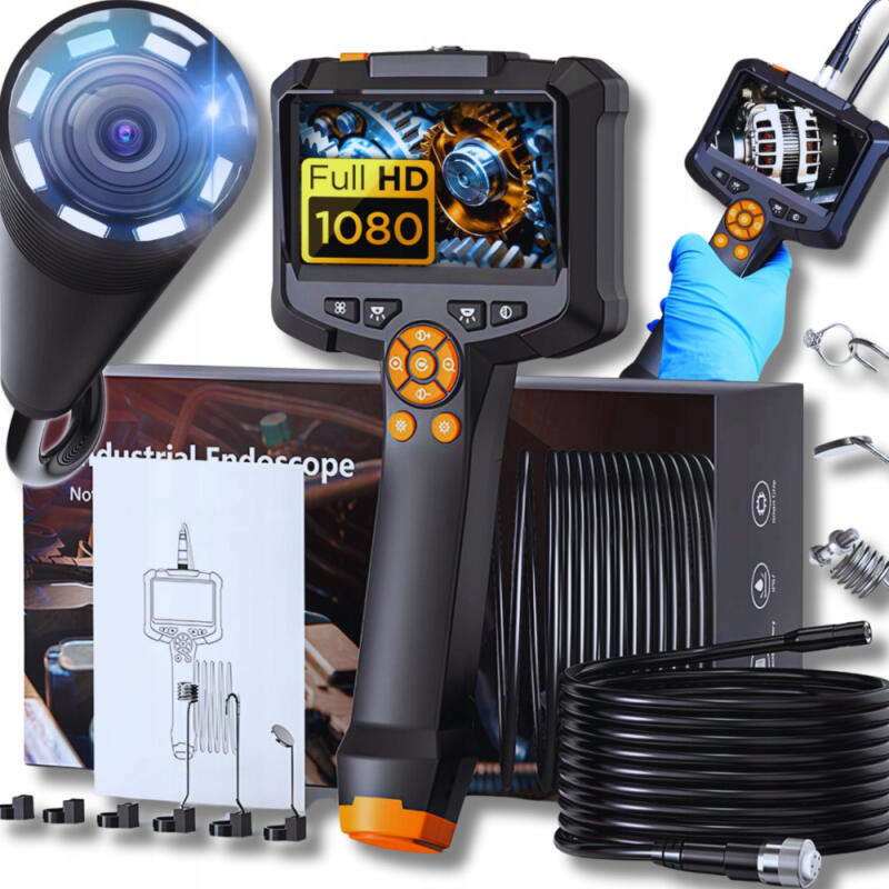 KAMERA INSPEKCYJNA ENDOSKOP 5M FULLHD LCD 4,3 8LED WARSZTATOWA RUR SILNIKA