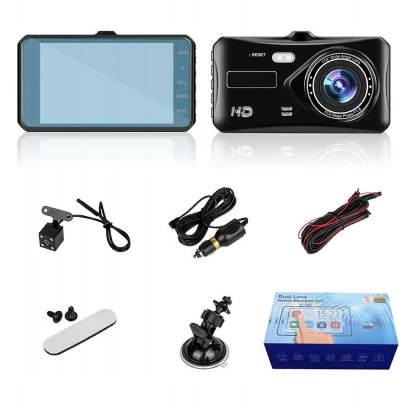 KAMERA COFANIA WIDEO REJESTRATOR JAZDY FULL HD PRZÓD TYŁ MenuPL KARTA 64 GB