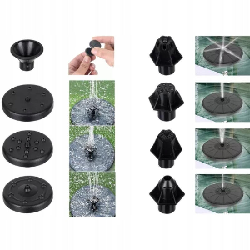 FONTANNA SOLARNA LED OGRODOWA DO OCZKA WODNEGO POMPA PŁYWAJĄCA 7 KOŃCÓWEK