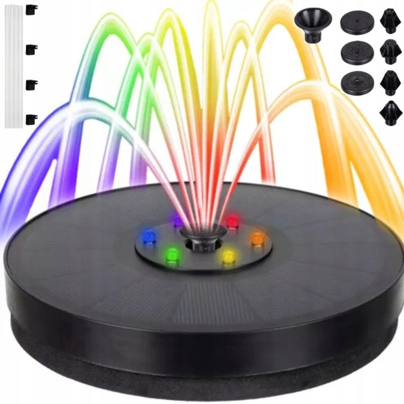 FONTANNA SOLARNA LED OGRODOWA DO OCZKA WODNEGO POMPA PŁYWAJĄCA 7 KOŃCÓWEK