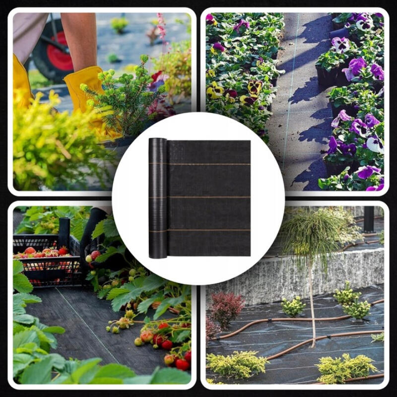 AGROTKANINA CZARNA GRUBA 70g AGROWŁÓKNINA NA CHWASTY 1,1x50m UV3% 50x KOTWY