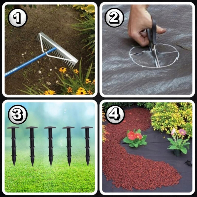 AGROTKANINA CZARNA GRUBA 90g AGROWŁÓKNINA NA CHWASTY 1,1x50m UV3% 50x KOTWY