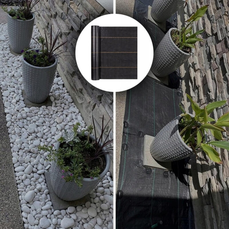 AGROTKANINA CZARNA GRUBA 90g AGROWŁÓKNINA NA CHWASTY 1,6x50m UV3% 50x KOTWY