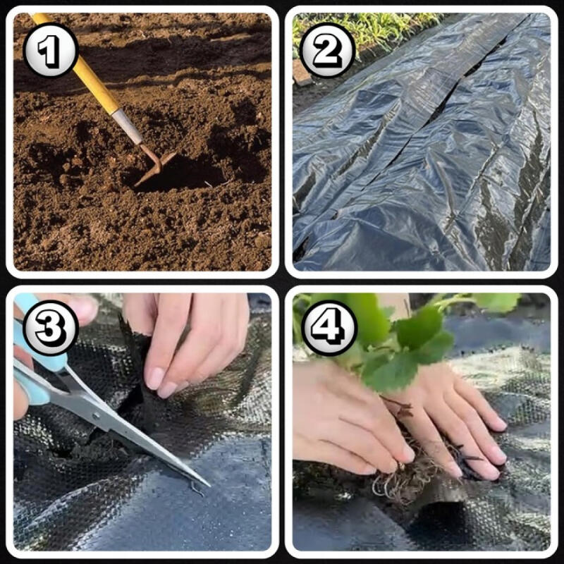 AGROTKANINA CZARNA GRUBA 90g AGROWŁÓKNINA NA CHWASTY 1,6x50m UV3% 50x KOTWY