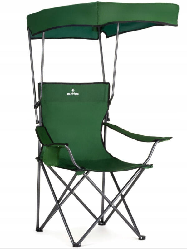 KRZESŁO WĘDKARSKIE SKŁADANE Z OPARCIEM I DASZKIEM TURYSTYCZNE + POKROWIEC