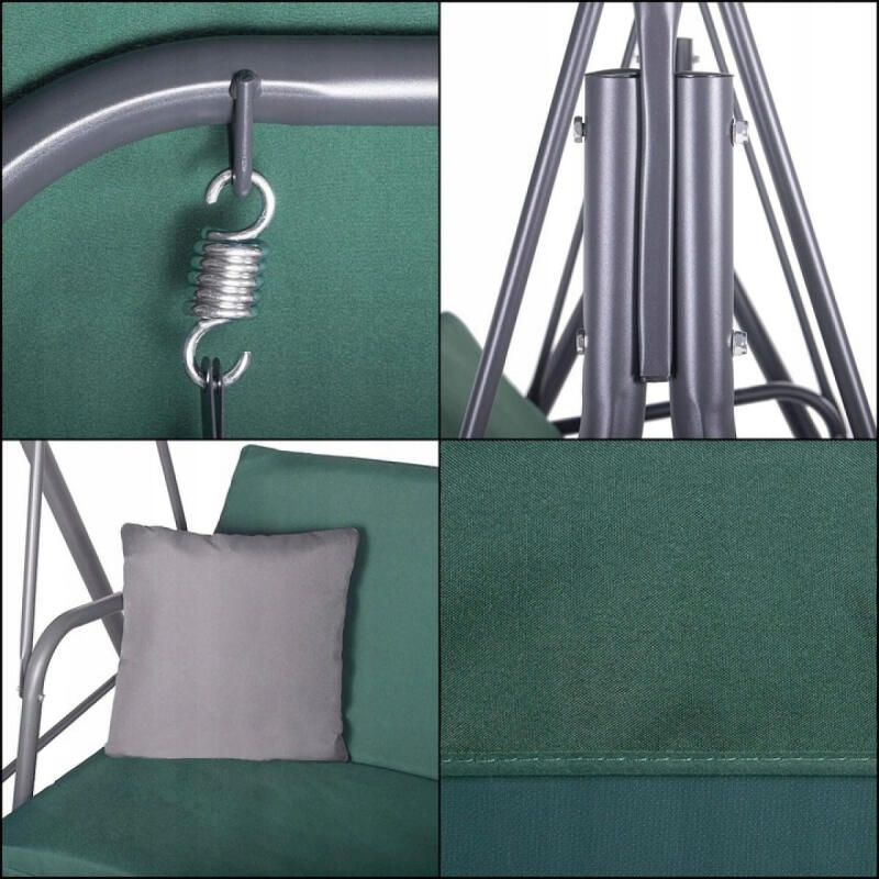 HUŚTAWKA OGRODOWA METALOWA 3 OSOBOWA WOLNOSTOJĄCA ŁAWKA BUJANA Z DASZKIEM