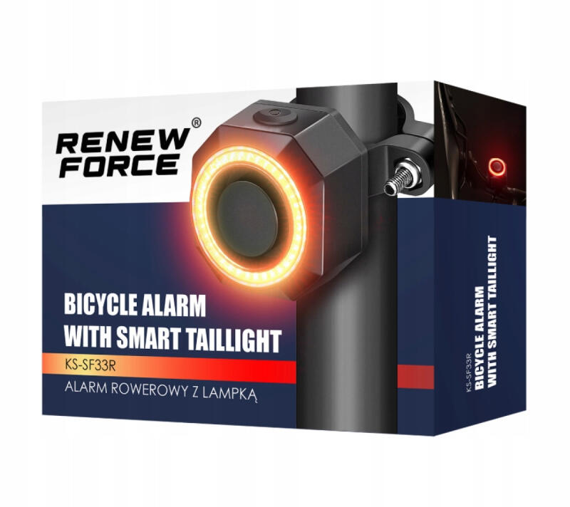 Alarm Rowerowy Na Pilota Bezprzewodowy Lampka Tylna 2w1 Do Roweru Głośny