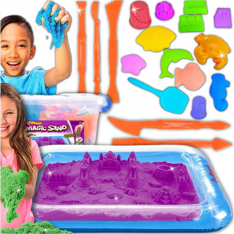 PIASEK KINETYCZNY ZESTAW XL PIASKOWNICA BASEN FOREMKI KOLOROWY PLASTYCZNY