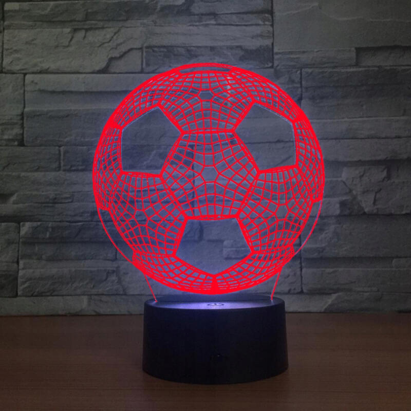 LAMPKA NOCNA DO SYPIALNI DLA DZIECI LED 3D RÓŻNE KOLORY PIŁKA NOŻNA + PILOT