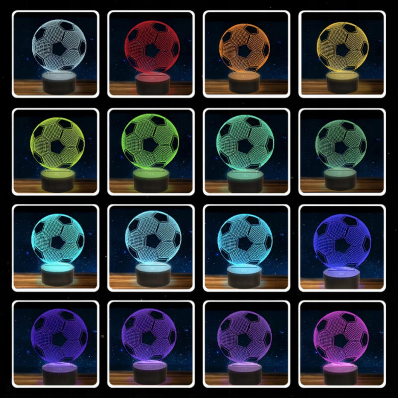 LAMPKA NOCNA DO SYPIALNI DLA DZIECI LED 3D RÓŻNE KOLORY PIŁKA NOŻNA + PILOT