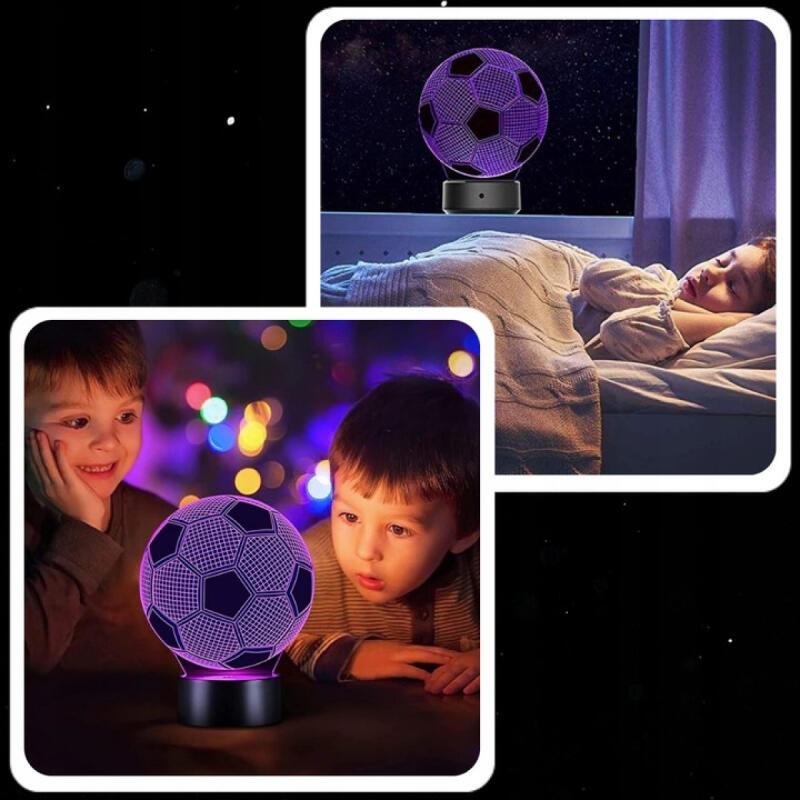 LAMPKA NOCNA DO SYPIALNI DLA DZIECI LED 3D RÓŻNE KOLORY PIŁKA NOŻNA + PILOT