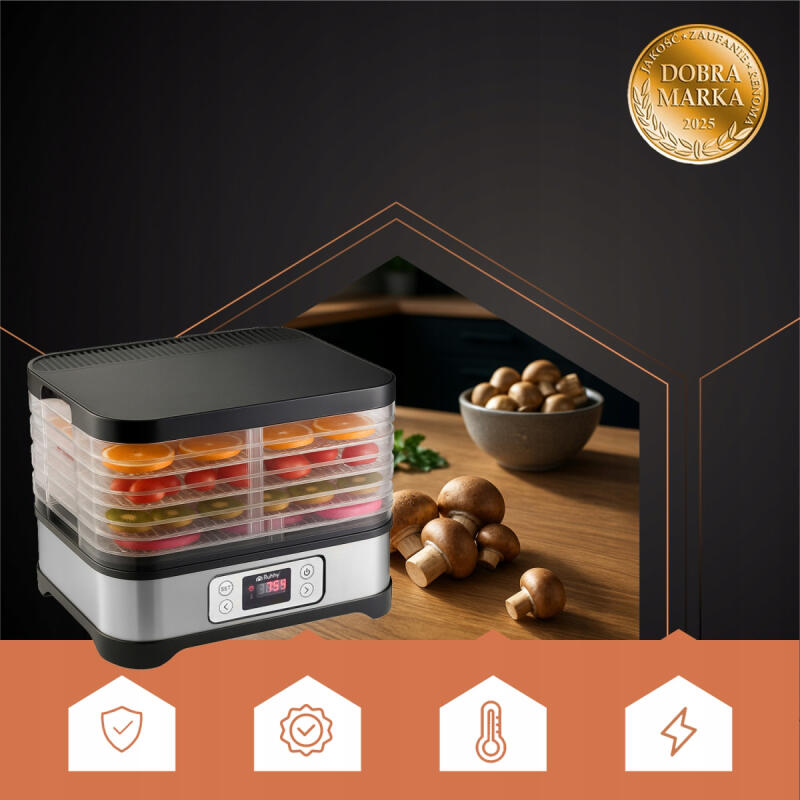 Suszarka Do Grzybów Owoców Ziół Warzyw DUŻA Termoobieg 5 Sit 400W + Gratis