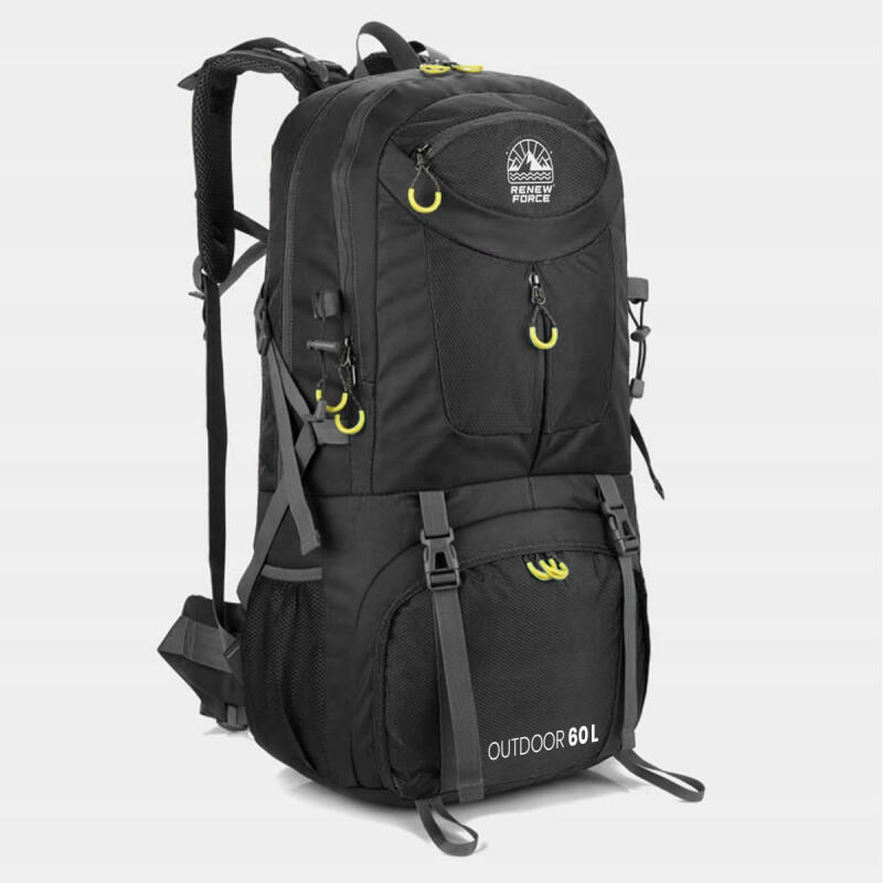 PLECAK TURYSTYCZNY TREKKINGOWY GÓRSKI W GÓRY BIWAK 60L MĘSKI DAMSKI CZARNY