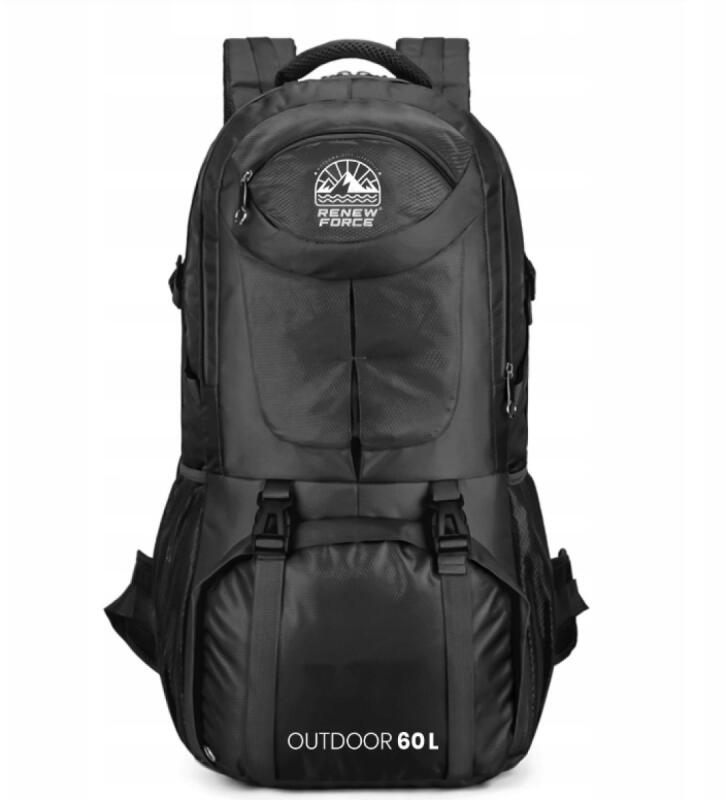 PLECAK TURYSTYCZNY TREKKINGOWY GÓRSKI W GÓRY BIWAK 60L MĘSKI DAMSKI CZARNY