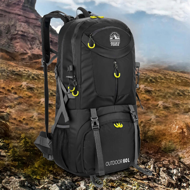 PLECAK TURYSTYCZNY TREKKINGOWY GÓRSKI W GÓRY BIWAK 60L MĘSKI DAMSKI CZARNY