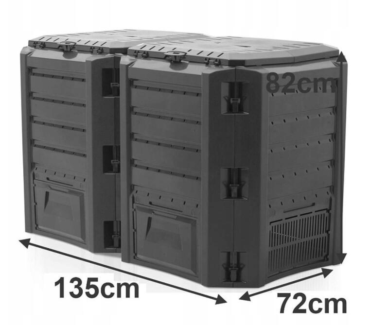 Kompostownik Ogrodowy Duży 800L Dwukomorowy Modułowy Wentylacja Plastikowy