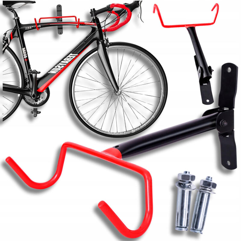 Wieszak Na Rower Ścienny Uchwyt Hak Rowerowy Stal Wytrzymały Składany Śruby