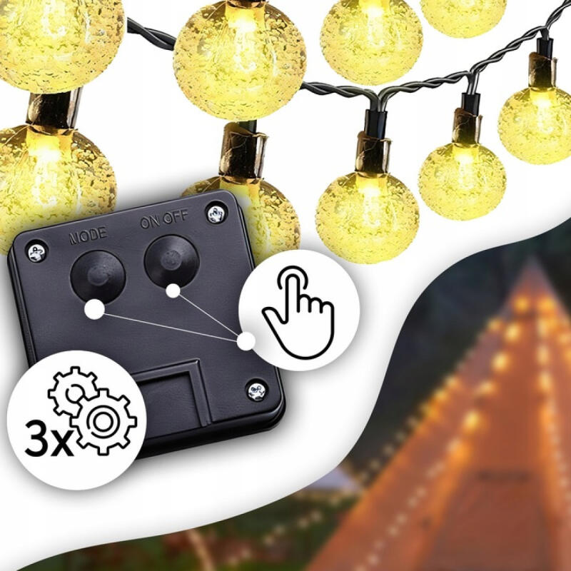 Girlanda Solarna Ogrodowa Świetlna Zewnętrzna Lampki Żarówki 10m 100 LED