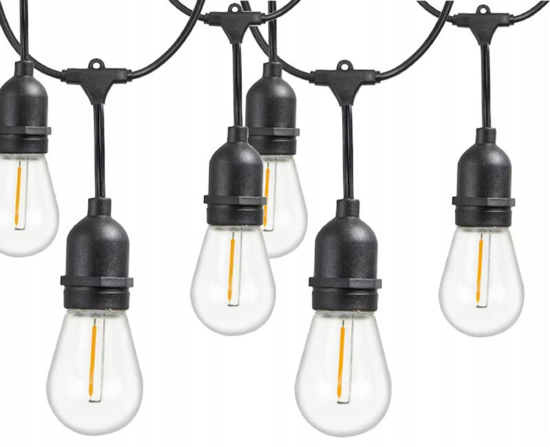 GIRLANDA OGRODOWA ŚWIETLNA ŁAŃCUCH ŚWIETLNY LED 15 E27 15M LAMPKI WODOODPOR