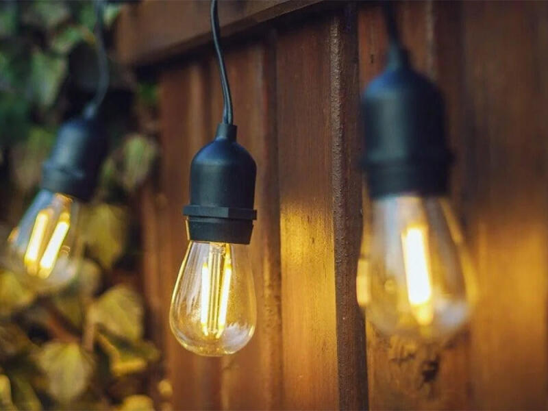 GIRLANDA OGRODOWA ŚWIETLNA ŁAŃCUCH ŚWIETLNY LED 15 E27 15M LAMPKI WODOODPOR