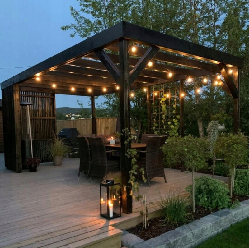 GIRLANDA OGRODOWA ŚWIETLNA ŁAŃCUCH ŚWIETLNY LED 15 E27 15M LAMPKI WODOODPOR