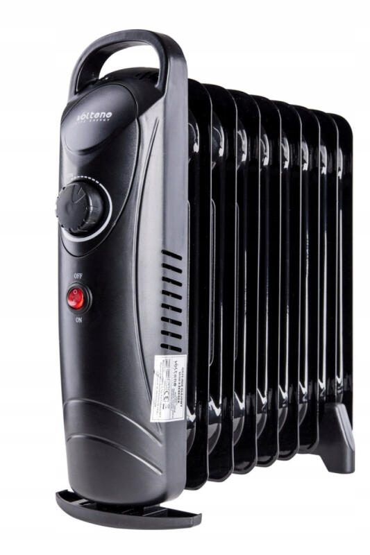 GRZEJNIK OLEJOWY ELEKTRYCZNY ŻEBERKOWY CZARNY TERMOSTAT 900W kompaktowy