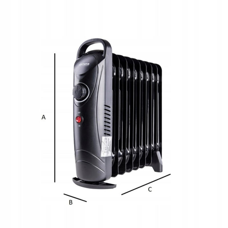 GRZEJNIK OLEJOWY ELEKTRYCZNY ŻEBERKOWY CZARNY TERMOSTAT 900W kompaktowy