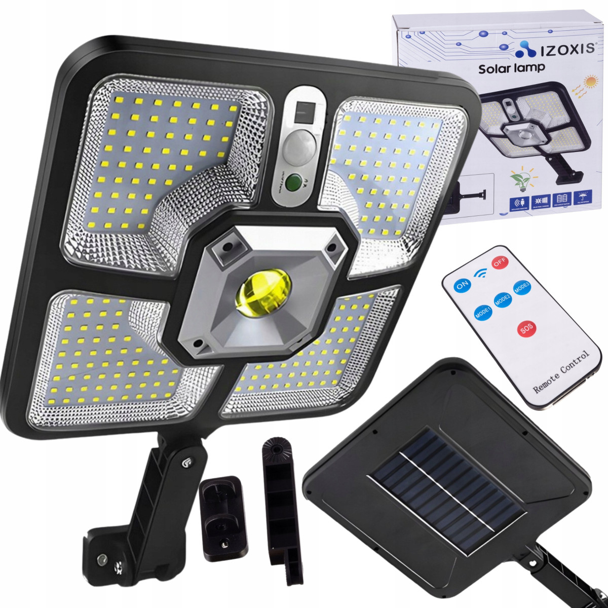 LAMPA SOLARNA OGRODOWA ULICZNA LED ZEWNĘTRZNA CZUJNIK RUCHU ZMIERZCHU PILOT