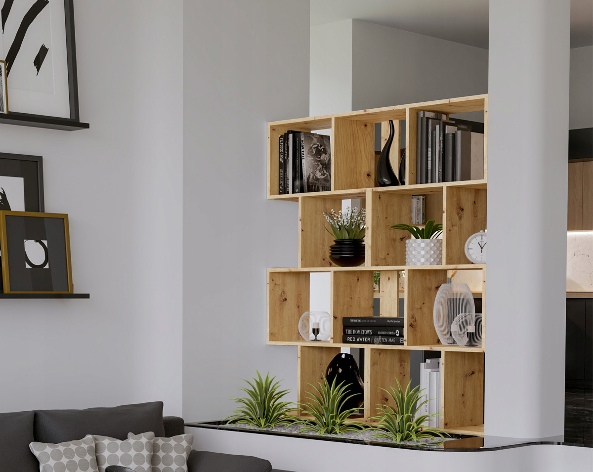 REGAŁ OTWARTY MODUŁOWY STOJĄCY SZAFKA SŁUPEK WĄSKI DĄB ARTISAN