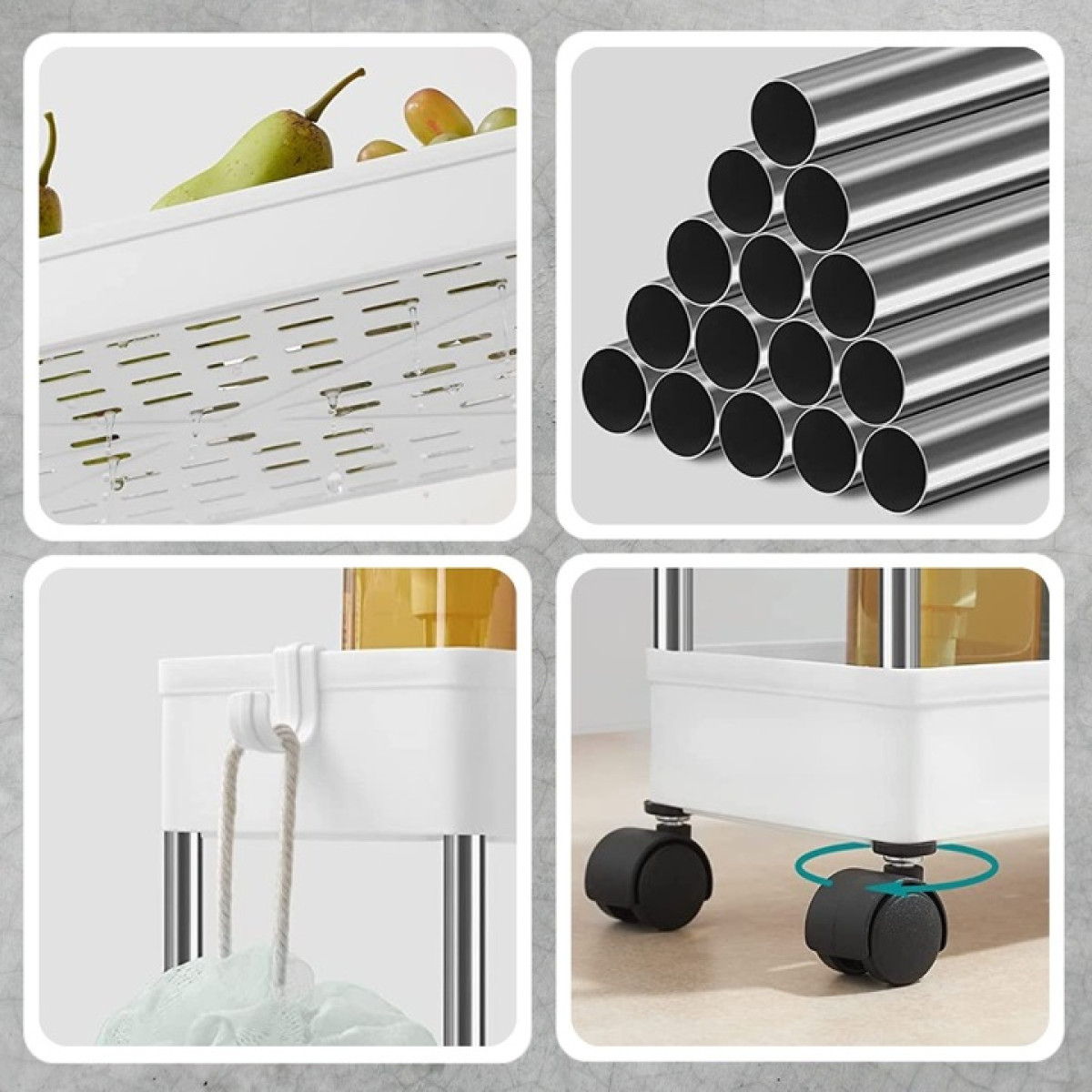 WÓZEK KUCHANNY NA KÓŁKACH PÓŁKA ŁAZIENKOWA MOBILNA SZAFKA REGAŁ BIAŁA