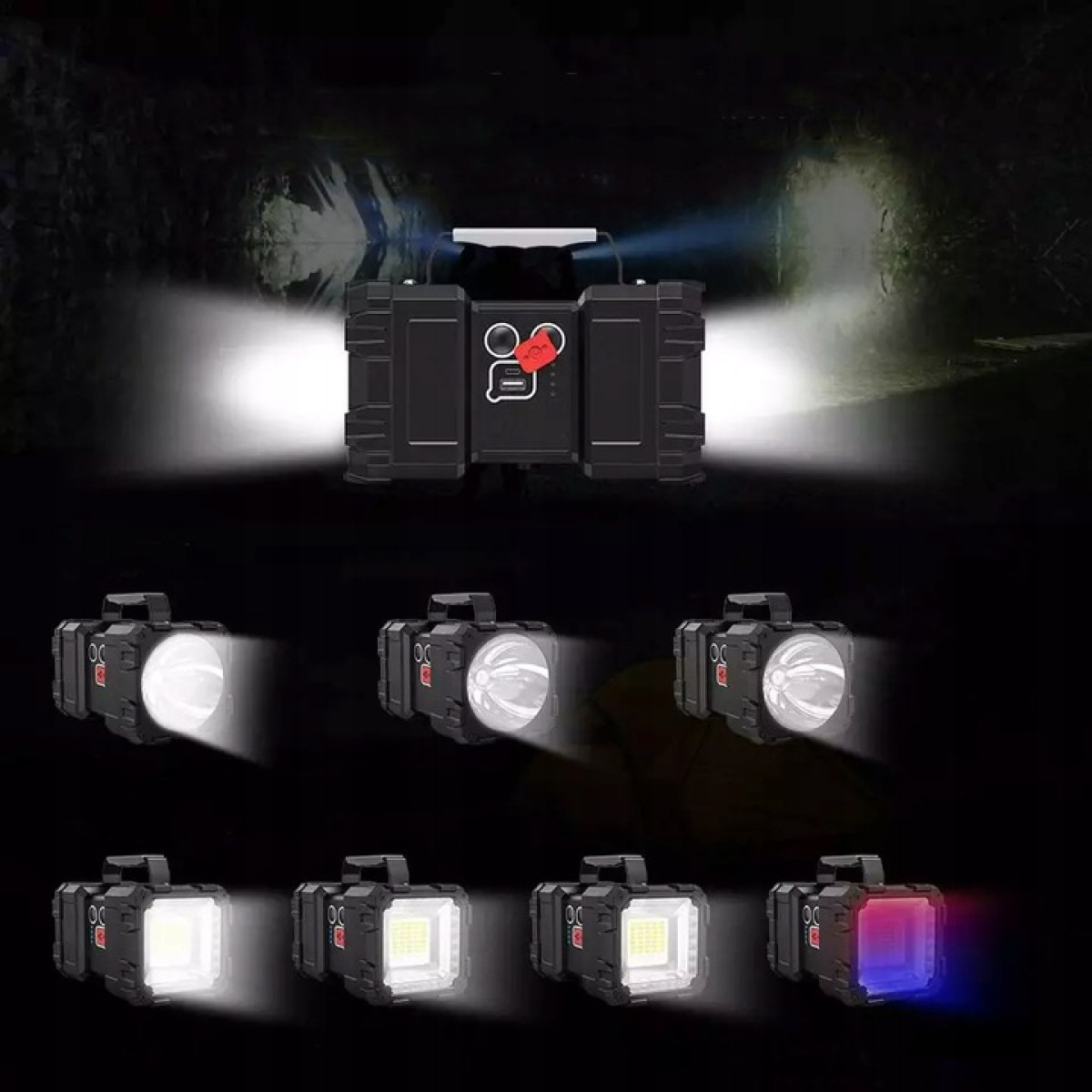 LATARKA LED AKUMULATOROWA BARDZO MOCNA SZPERACZ POWERBANK USB C DWUSTRONNA